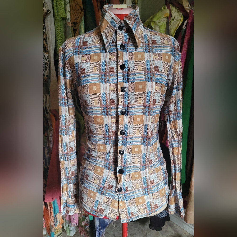 sM Vintage Plaid Dagger Collar/ Point Collar Shirt